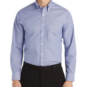 Jos A Bank Traveler Mens‎ Traditional Fit Dress Shirt 18 34 Blue Gingham Cotton